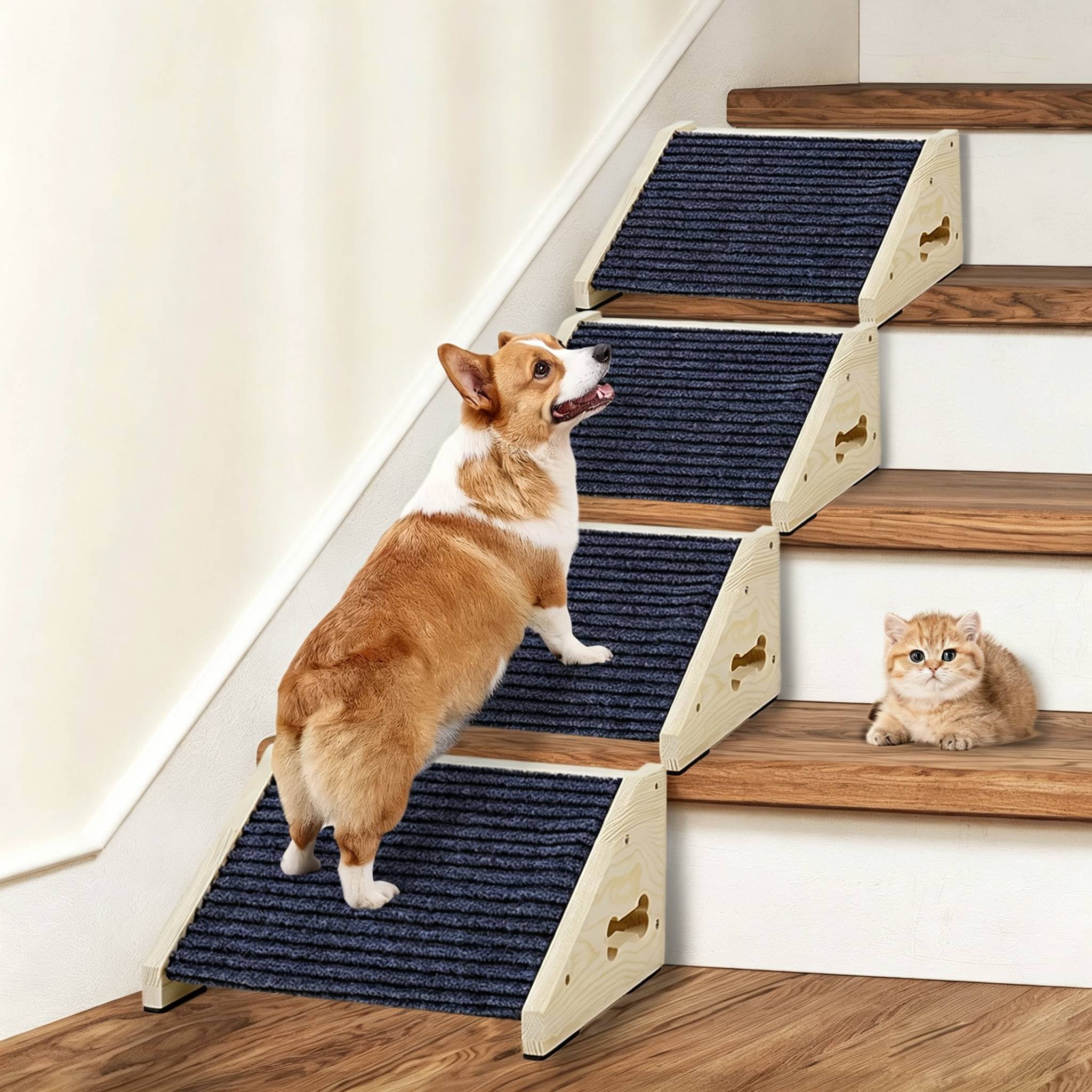 Calming Dog Bed - Wooden Dog Stairs Dog Ramps Small