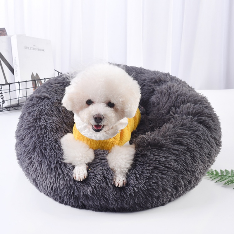 Calming Dog Bed - 60cm/23.62in Comfortable Striped Plush Pet Dog