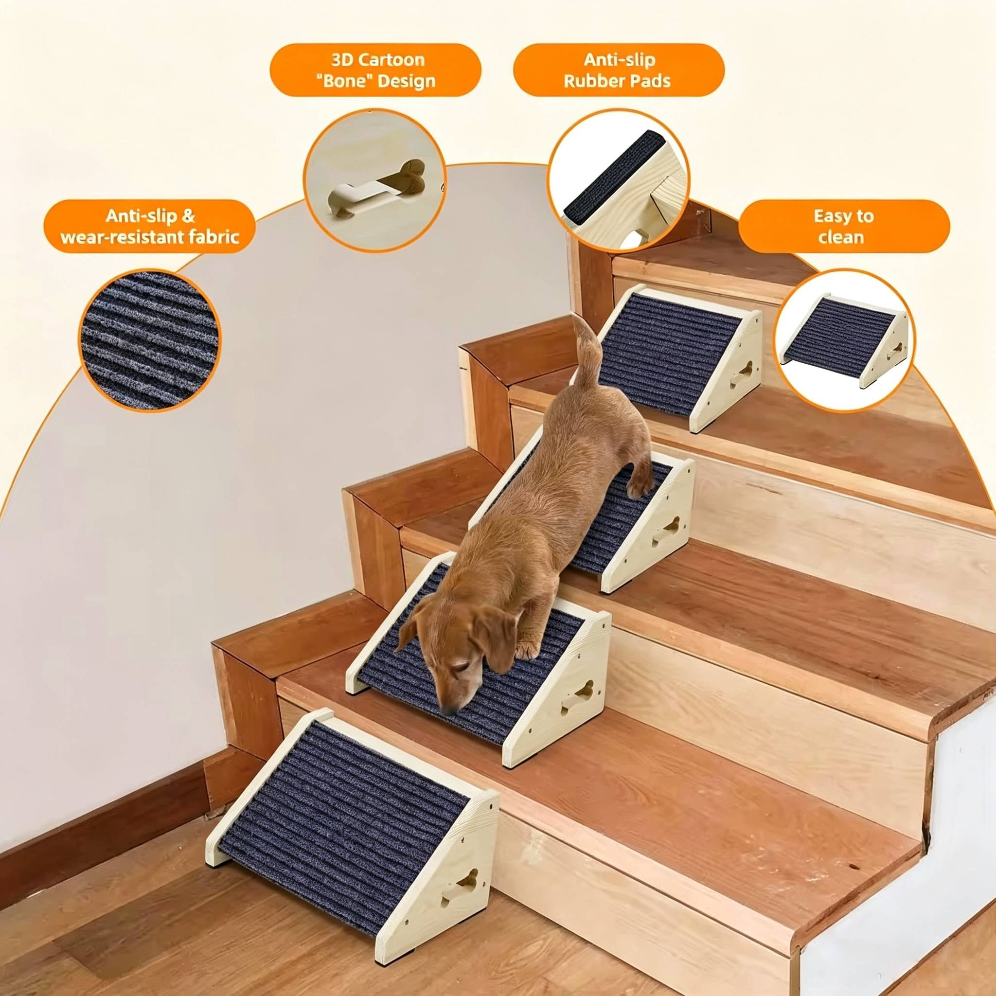 Wooden Dog Stairs Dog Ramps Sm - огляд і ціна Calming Dog Bed